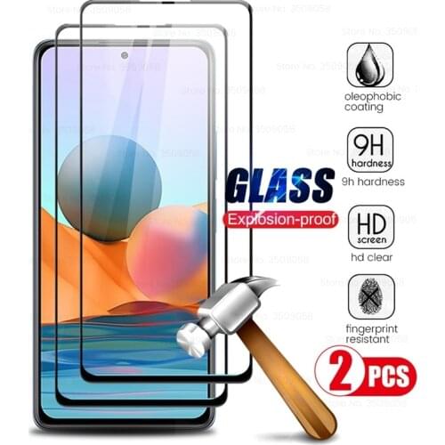 2pcs protective glass on red mi note 10 series full screen tempered glass for xiaomi redmi note 10 pro max 10s cover film 6.67