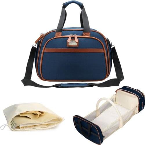 2021 Fashion Portable Folding Crib Diaper Bag Multi-Function Large Capacity Baby Backpack Diaper Bag Baby Stroller Organizer Bag