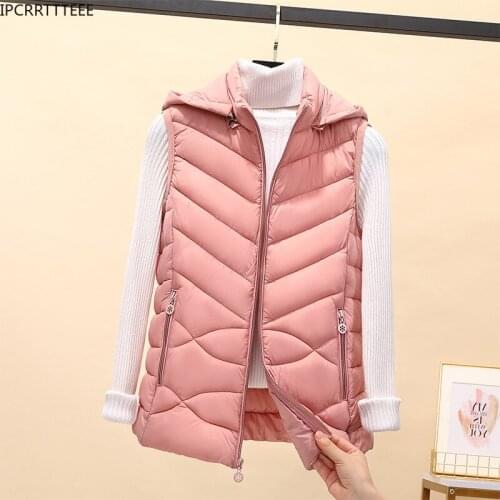 2021 Winter Vest Women Warm Parkas Streetwear Down Cotton Coats Slim Women Jackets Solid Windproof Padded Coat Windbreaker