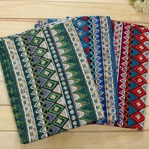 50x145cm Fashion African Style Vintage Green Red Blue Cotton Linen Fabric Textiles Cotton Linen for Sewing Dress Curtains