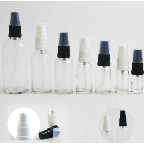 Promotion!! 20pcs 10 20 30 50 ml small clear pump skin care cream serum botte with white/black plastic pump 1 oz 1/2 oz