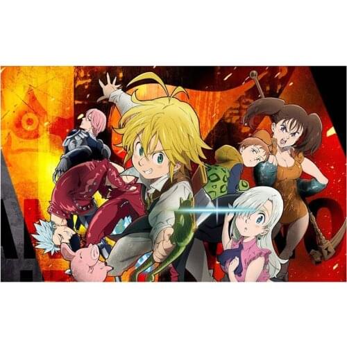 5D DIY Full Round Diamond Painting Anime The Seven Deadly Sins Cross Stitch 3D Embroidery Rhinestone Mosaic Home Decor Art Y519