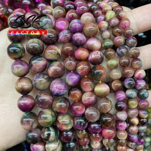 Natural Pink Starry Sky Tiger Eyes Loose Spacer Beads for Jewelry Making Diy Bracelet Women Necklace Accessories 6 8 10 12mm