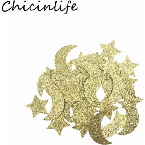 Chicinlife 1Bag Moon Star Shape Paper Confetti Birthday Party Decoration EID MUBARAK Islamic Muslim Ramadan Eid Party Supplies