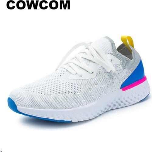 COWCOM 2021 Spring New Color Matching Light Light Mouth Round Head Womens Shoes Lace Up Student Running Shoes Women LCH