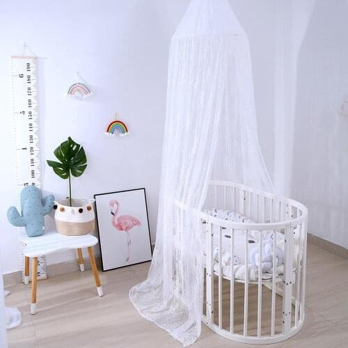 Elegant Lace Baby Canopy Netting Curtain Dome Mosquito Baby Crib Mosquito Nordic Nursery Room Hanging Bed Canopy for Kids