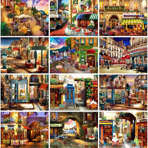 EverShine DIY Diamond Embroidery Street Cross Sttich Diamond Painting Landscape Picture Rhinestones Handmade Home Decoration