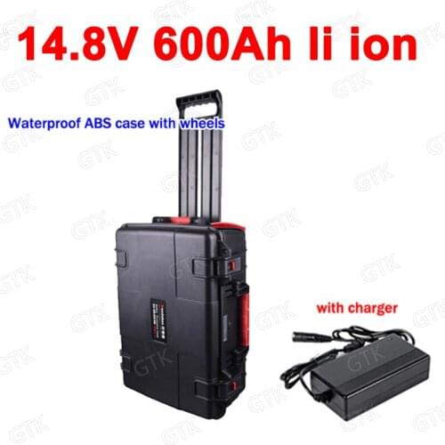 GTK 14.8V 600Ah li ion battery 15V no 12v 600Ah lithium battery Trolley for boat Inverter Solar energy storage + 20A charger