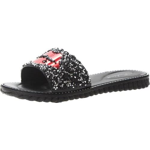 JARYCOR Summer Women Crystal Slippers Glitter Flat Soft Bling Female Candy Color Flip Flops Indoor Ladies Slides Hot Beach Shoes