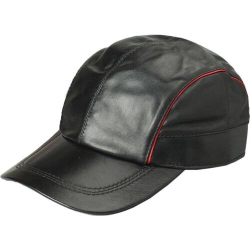 Men Genuine Leather Black Baseball Caps Man Casual Real Leather Sheepskin Dad Hat Spring Autumn Soft Comfortable Driver Hat