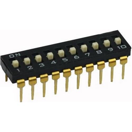 China Quality KI-10 Black 10P DIP Switch 2.54mm 10 Position IC Encoder Switch Slide Switch KI-10H x 100PCS