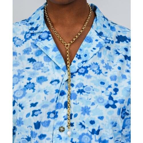 Korean accessories 2021 fashion jewelry bijoux freshwater pearl pendant chunky links chain long lariat necklace for women