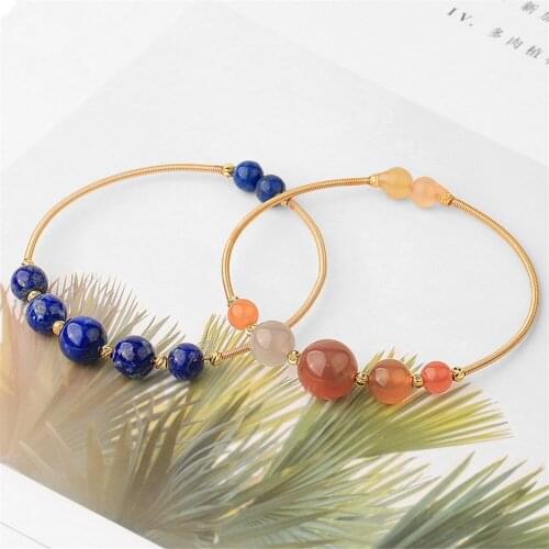 Hot Sale 1pc Natural Stone Crystal Hand Decoration Geometric Literary Simple Gilt Woman Personality Male Bracelet Drop Shipping