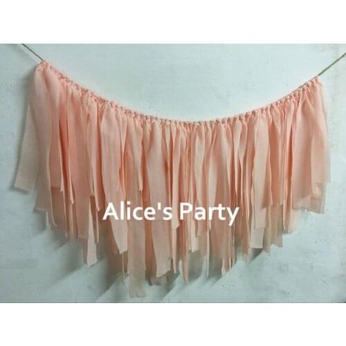 Hot Champagn Color banner birthday backdrop wedding garlands Photo Shabby Chiffon banner Baby Room Hangings high chair bunting