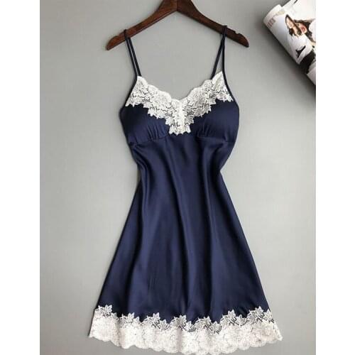 Fashion Womens Sexy Night Dress Deep V Lace Sleepwear Lingerie Ladies Sleepwear Sleeveless Nightdress Nightwear Summer Homewear