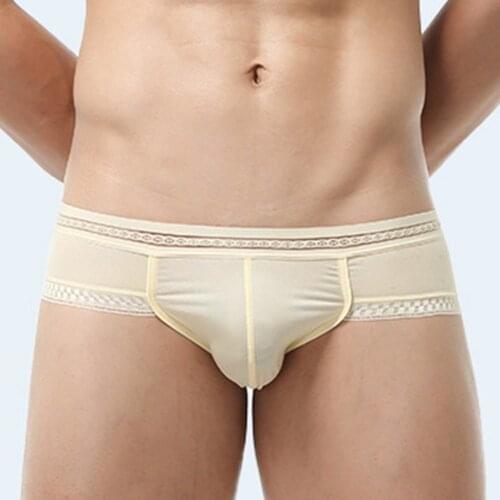 Men Sexy Elastic Underwear U-Bulge Cup Briefs Ice Silk Low Waist Underpants Fitness Simwear Ropa Interior Masculina Bulge Pouch