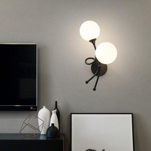 Wall Lamp Post-modern Minimalist White Glass Ball Nordic Creative Personality Porch Balcony Lamp Bedroom Lamp Gold Bronze
