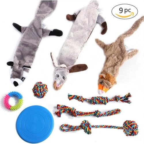 2021 New Product Pet Toy Set Dog Vocal Vent Molar Teeth Bite Resistant Golden Retriever Teddy Toy 9 Piece Set Toy Supplies