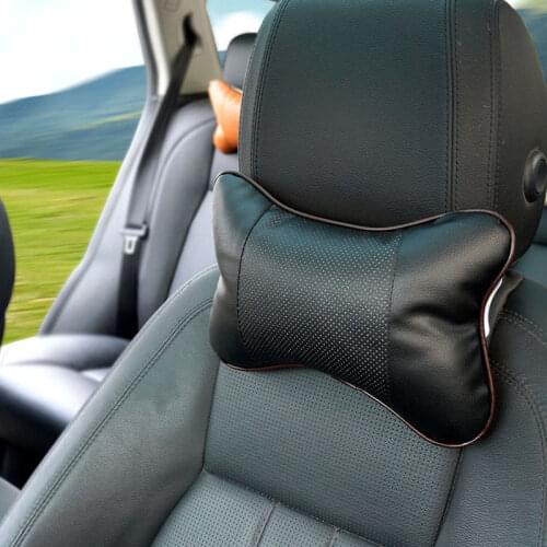 2018 brand new arrival car neck pillows both side pu leather single headrest fit for most cars filled fiber universal car pillow