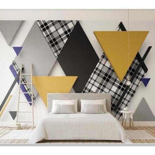 Papel de parede Retro triangle plaid mosaic contrast color 3d wallpaper,living room bedroom kitchen wall papers home decor mural