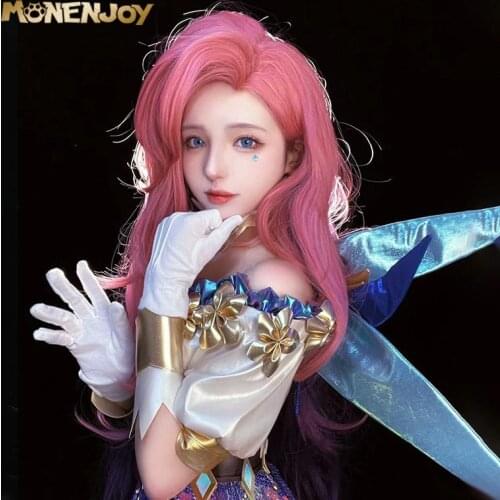 Monenjoy LOL Seraphine Cosplay Wig Game League of Legends The Starry-Eyed Songstress Cos Hair