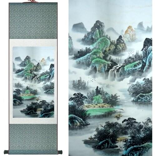 Landscape painting Home Office Decoration Chinese scroll painting Mountains and river paintingPrinted painting