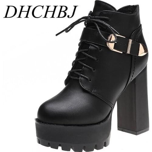 Sexy Ultra High Heels Shoes Woman Female Round Toe Martin Boots Thick Heel Platform Women Shoes ankle boots for women