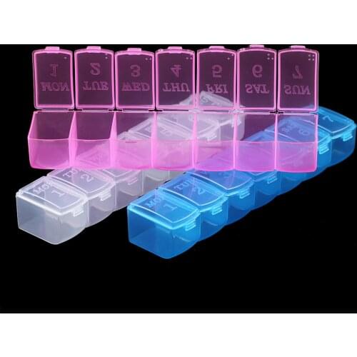 JHNBY Plastic Rectangle 7 days week Pillbox home Compartment Storage Box Earring Jewelry Beads Case Container Display Organizer