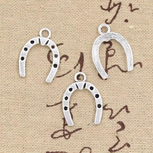 30pcs Charms Lucky Horseshoe Good Luck 21x16mm Antique Silver Color Pendants DIY Crafts Making Findings Handmade Tibetan Jewelry