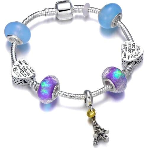 Travel Around the World, Travel Charm Bracelet With Eiffel Tower Pendant Fit Brand Bracelet For Travel enthusiast student Gift