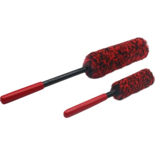 2 Pcs Mix Auto Car Wheel Hub Cleaning Brush Flexible Long Handle Premium Wool Car Rim Brushes Soft Fiber Car Tire Cleaning Brush