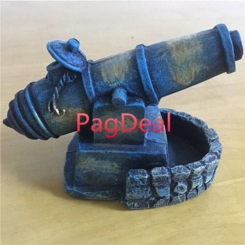 Blue Resin Fort Barbette Fish Tank Aquarium Decoration Ornament 4.7''*3.1''*3.9" free shipping