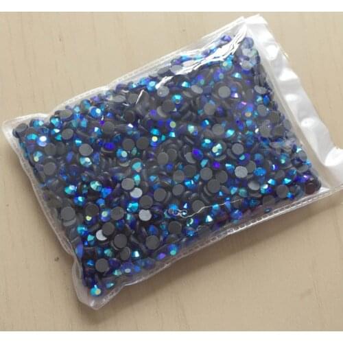 Blue AB ss20 DMC rhinestones hot fix crystal flat back stone round shape iron on clothes rhinestone transfer