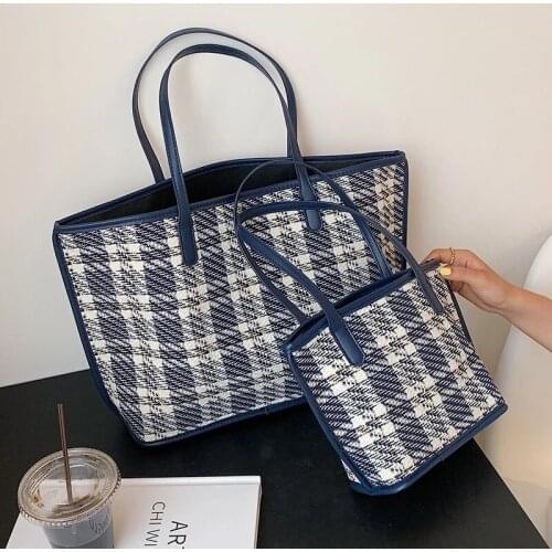 Vintage Shoulder Bag for Women 2021 High Capacity Fashion Handbags Big Shopping Bags for Ladies 2 Different Size Tote hot sale