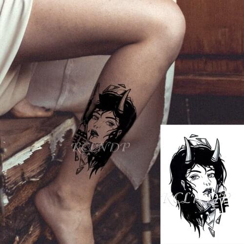 Waterproof Temporary Tattoo Sticker Sexy Girl Antler Chinese Word "zui" Geometric Patterns Fake Tatto Flash Tatoo for Men Women