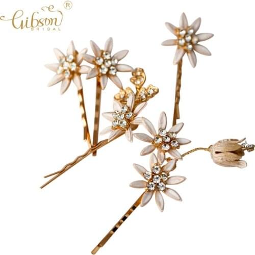 Delicate Gold Flower Women Head Piece Hair Clip Bridal Hair Pin Wedding Accessories Vintage Jewelry