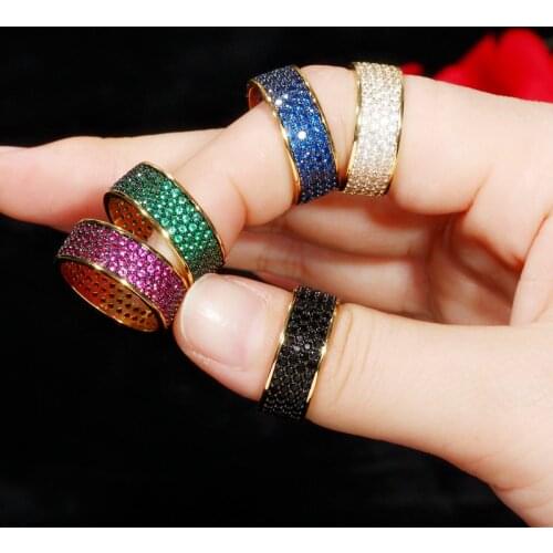 CWWZircons Chic Micro Pave Green Blue Black Cubic Zirconia Stone Ladies Round Love Engagement Wedding Party Rings Jewelry R163