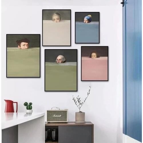 Famous Paintings Spoof Creative Portrait Pictures Wall Decoration Canvas Art Prints and Posters for Living Room Home Decoration