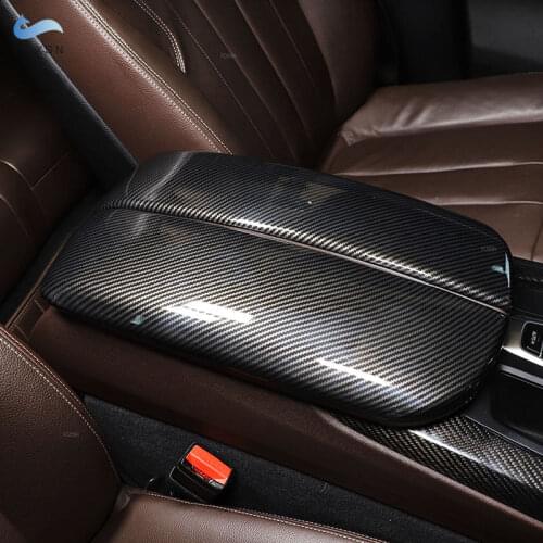 2pcs Car Carbon Texture Interior Center Console Armrest Box Pad Cover Trim For BMW X5 E70 2008 2009 2010 2011 2012 2013