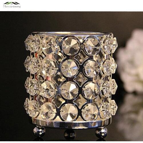3pcs/lot New metal candle holders with crystals stand pillar silver plated Creative Romantic Europe for wedding decoration