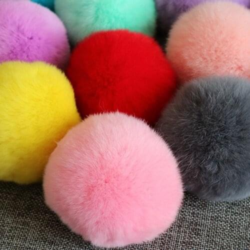 8pcs DIY 8cm Beaver rabbit Pompom Fur balls for Sewing On knitted beanies scarves shoes Hats pom pom keychain DIY Accessories
