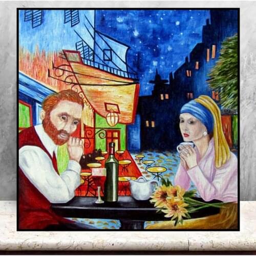 5D DIY Full Square Diamond Embroidery Rhinestone Mosaic Cafe Terrace at Night Daimond Painting Cross Stitch Kits Decoration Home