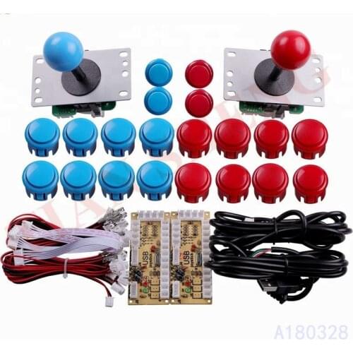 Arcade Joystick DIY Kit Zero Delay USB Controller PC to Arcade Joystick + Push Buttons + Wire Harness for MAME & Raspberry Pi 3B