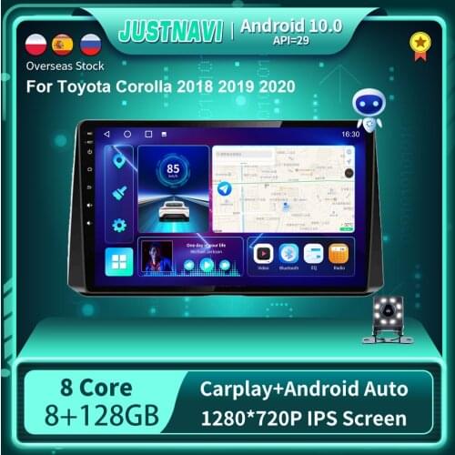 JUSTNAVI Car Radio For Toyota Corolla 2018 2019 2020 Navigation GPS FM BT Carplay Auto Stereo Multimedia Video Player Android 10