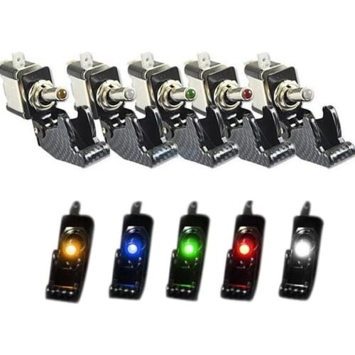 Car LED Light SPST Toggle Rocker Switch With Protective Cover 12V 20A Fog Light Control ON/OFF For Auto Offroad Racing M8617