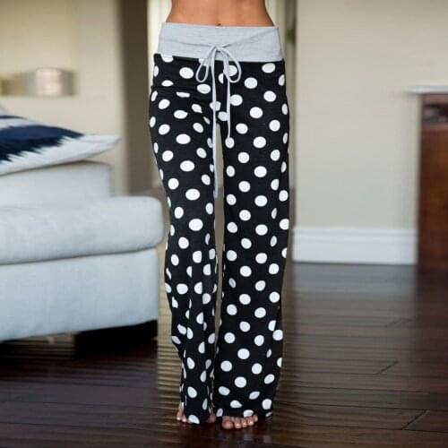 Polka Dot Printed Bohemian Loose Pant Women Leggings Casual Hippy Trousers Baggy Drawstring Pant Droppship Штаны Для Йоги P5