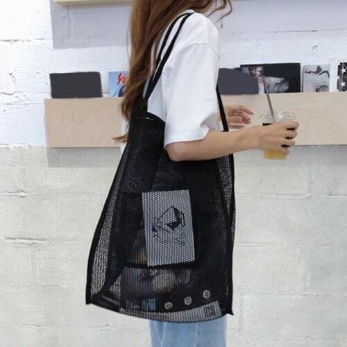 Large Capacity New Women Mesh Shoulder Bag Net Beach Shoulder Bag Female Daily Casual Tote Handbag Fashion Shopping Bag