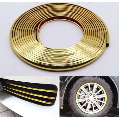 4M/8M Car Styling Bumper Moulding Trim Strip Wheel Hub Protection Adhesive Grille Impact Gold Decorative Strip Car Accessories