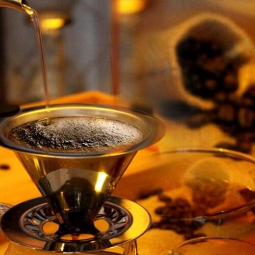 High grade Stainless Steel Coffee Filter Holder Coffee Filters Dripper Drip Coffee Baskets with Stand Reusable Cone Dripper