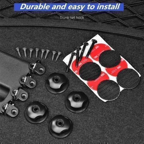 For Kia Sportage Rio3 Rio4 CEED Sorento Cerato Soul 4pcs Car trunk net hook Car Rear Trunk Envelope Cargo Net Tie Down Hook Ring